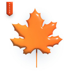 Stylized 3d Autumn Orange Maple Leaf