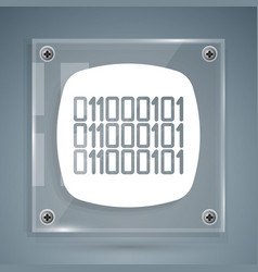 White Binary Code Icon Isolated On Grey Background