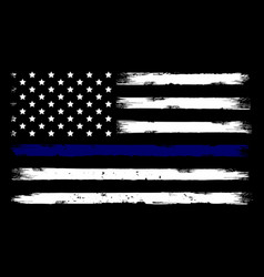 Us Police Flag Distreesed Blue Line