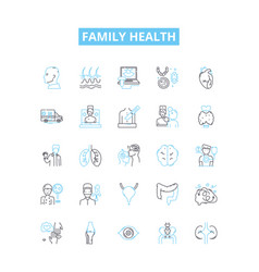 Family Health Line Icons Set Family