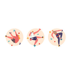 Isolated Round Icons Or Avatars Of Climbers