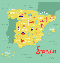 Map Of Spain With Landmarks People Food