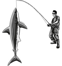 Monochrome Fishing Label With A Shark