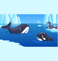 Cartoon Winter Ocean Landscape Killer Whale