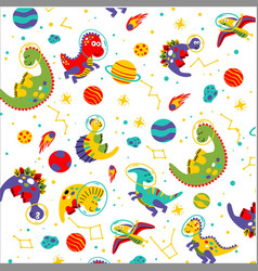 Dino Galaxy Cute Pattern Kids Tshirt Design