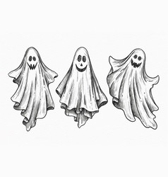 Halloween Ghost Hand Drawn Set Design