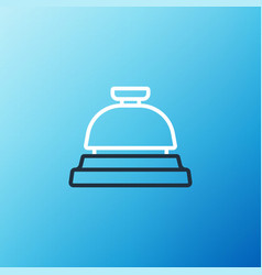 Line Hotel Service Bell Icon Isolated On Blue