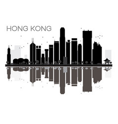 Hong Kong City Skyline Black And White Silhouette