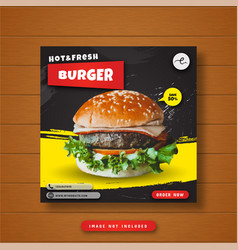 Hot Fresh Burger Food Social Media Post Banner