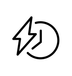 Line Icon Electricity Sign With Clock Saving