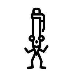 Pen School Character Line Icon