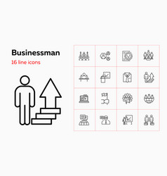 Businessman Line Icon Set