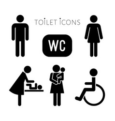 Set signboard pointing finger toilet grunge Vector Image