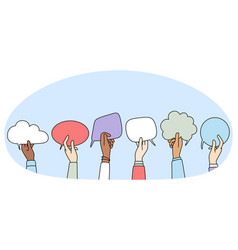 Multiethnic People Hold Speech Bubbles Communicate