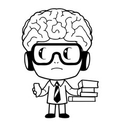 Businessman With Book And Brain Cartoon Graphic