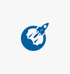 Rocket Logo Design Blue Planet Sign Symbol