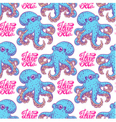 Seamless Background Blue Octopuses