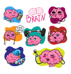 Set Of Brain Character Stickers