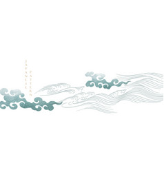 Hand Drawn Wave Chinese Cloud Ocean Sea Wallpaper