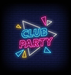 Neon Sign Club Party With Brick Wall Background