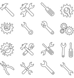 Tools And Service Icons Line Set Wrench