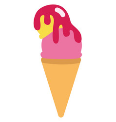 Two Scoops Of Ice Cream On A Cone Icon On White