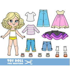 Cartoon Blond Girl And Clothes Separately - Pink