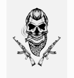 Gangster Skull With Ak 47