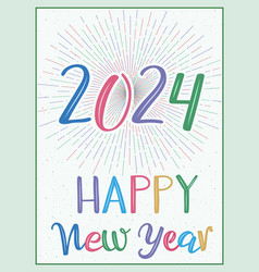 Happy New Year Greeting Card 2024 Fireworks