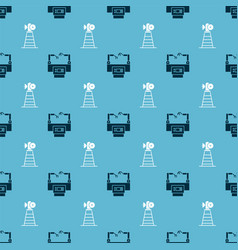 Set Assembly Line And Antenna On Seamless Pattern