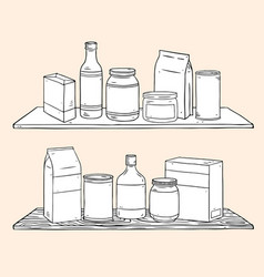 Set Of Condiments On Wooden Shelves