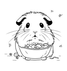 Hamster With Bowl Of Food Black And White