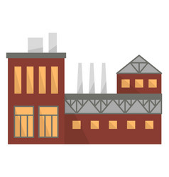 Manufacturing Building Icon Flat Factory