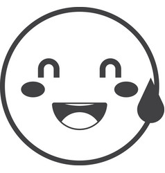 Smiling Face Emoji With Sweat In Minimal Style