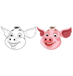 Two Smiling Pig Characters In Style