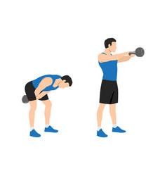 Man Doing Kettlebell Swing Exercise Flat