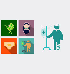 Set Of Medicine Icons Patient With Dropper Baby