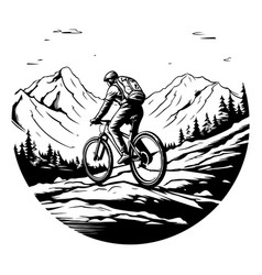 Mountain Biker On A Bike Ready For Vinyl