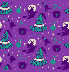 Witchy Pattern With Halloween Groovy Lettering