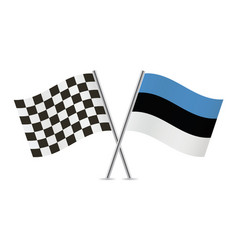 Checkered Racing And Estonia Crossed Flags