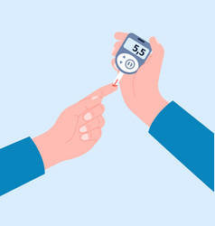 Glucose Blood Test Doing Hands With Glucometer