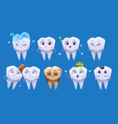 Teeth Cartoon Characters Clean And Dirty Tooth