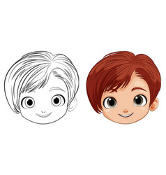 Two Smiling Cartoon Kids With Colorful Hair