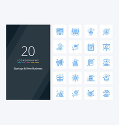 20 Startups And New Business Blue Color Icon