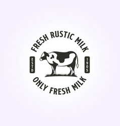 Dairy Farm Design Logotype Emblem Rustic Milk