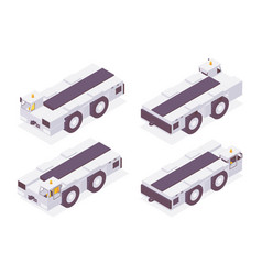 Isometric Airport Tow Truck With Trailer Pusher