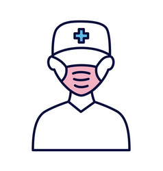 Male Nurse Wearing Medical Mask Line And Fill