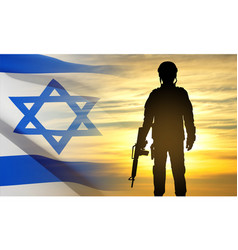 Silhouette Of Soldiers With Israel Flag