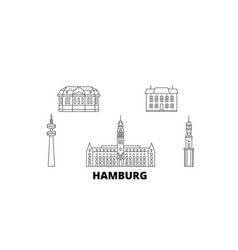 Germany Hamburg Line Travel Skyline Set