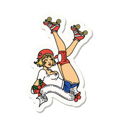 Tattoo Style Sticker A Pinup Roller Derby Girl